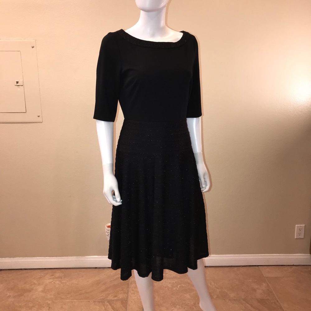 Sangria Black Fit Flare Dress Size 6 Touch of Sparkles Formal Evening Socialite
